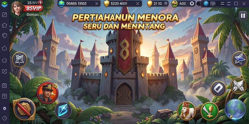 Tangkapan layar gameplay intens dari 8SVIP Tower Defense.