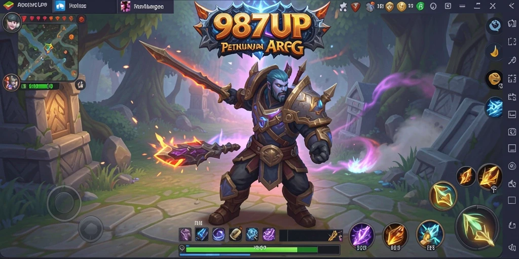 Screenshot menampilkan aksi epic dalam permainan ARPG 987UP.