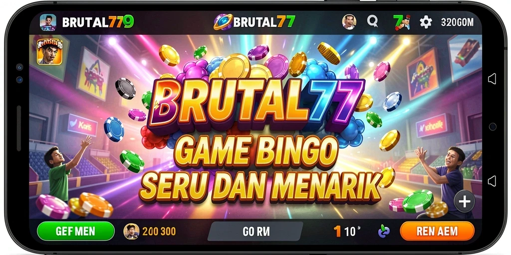 Gameplay seru dari BRUTAL77 dengan desain Bingo yang menarik.