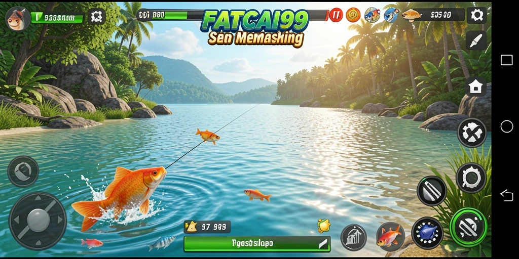 Gameplay menarik di FATCAI99 saat menangkap ikan.
