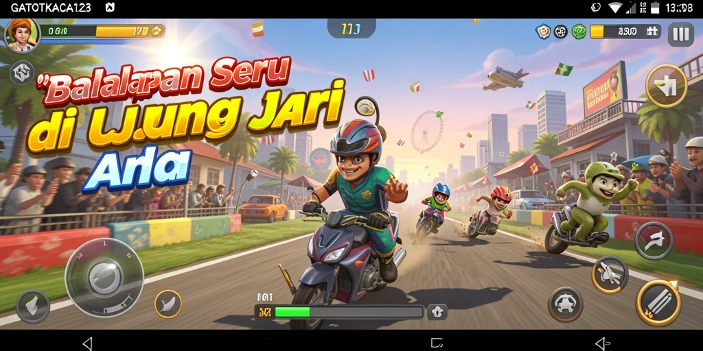 Screenshot GATOTKACA123 menunjukkan balapan mendebarkan dengan grafik yang menawan.