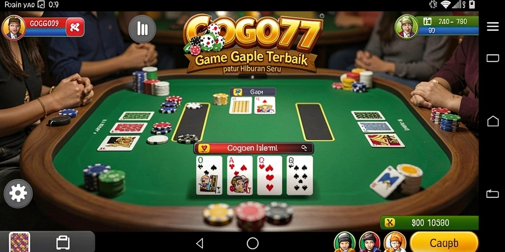 Tampilan gameplay GOGO77 saat bermain Gaple yang seru.
