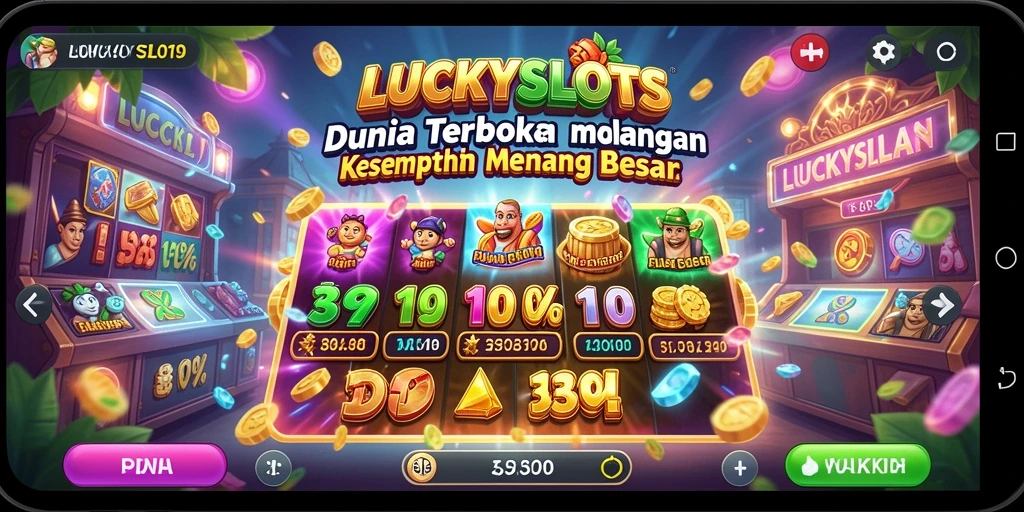 Gameplay seru di dunia terbuka LUCKYSLOTS yang menampilkan mesin slot.