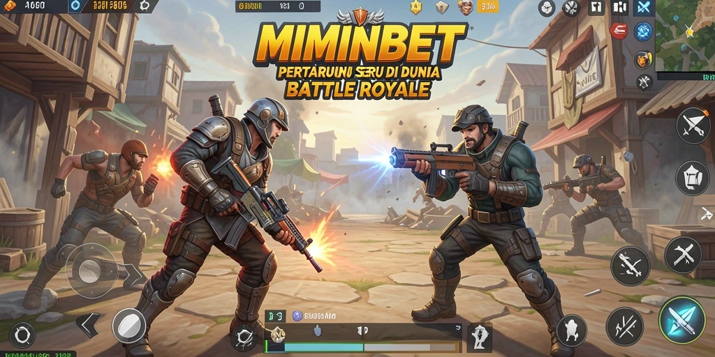 Tampilan gameplay MIMINBET menunjukkan aksi Battle Royale yang mendebarkan.