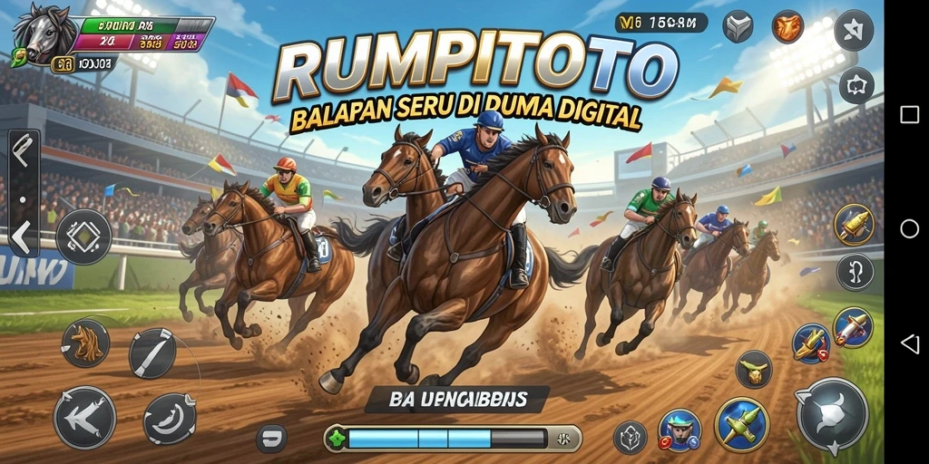 Tangkapan layar gameplay RUMPITOTO menampilkan balapan seru dengan grafis tinggi.