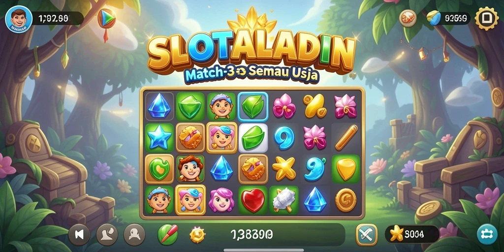 Screenshot gameplay SLOTALADIN yang menunjukkan keseruan Match-3.