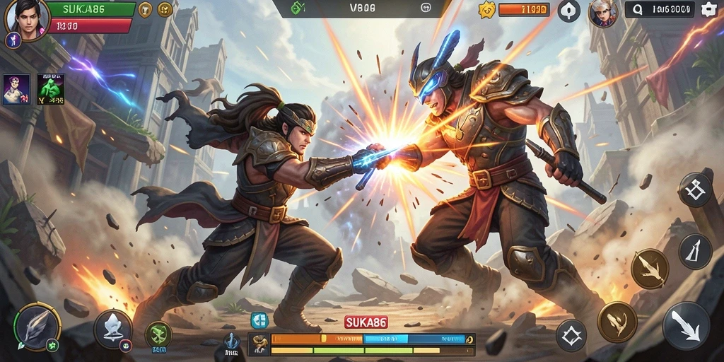 Screenshot menampilkan pertarungan seru di SUKA86.